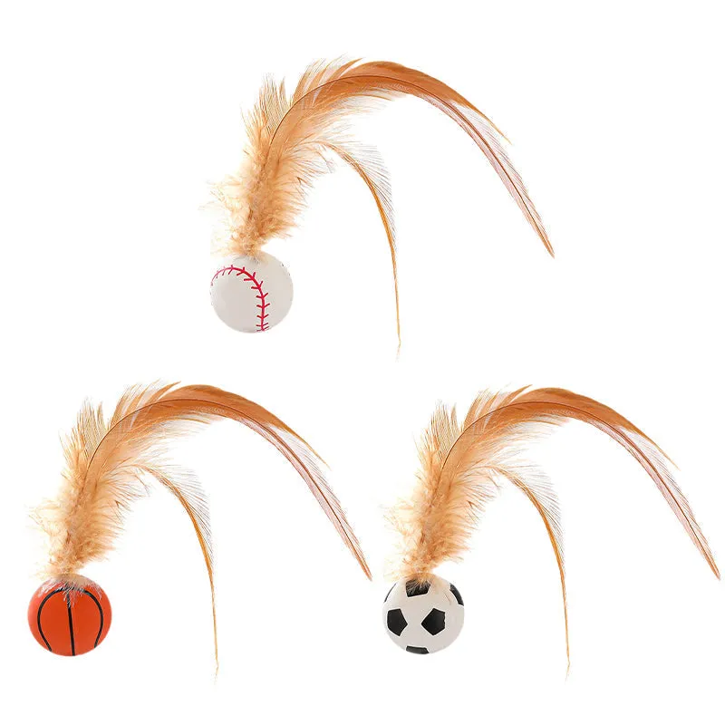 2025 HOT SALE Interactive Cat Bouncy Ball with Feather
