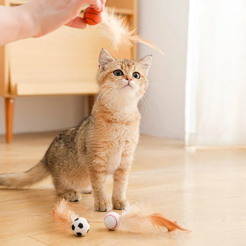 2025 HOT SALE Interactive Cat Bouncy Ball with Feather