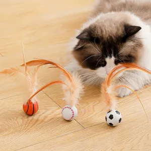 2025 HOT SALE Interactive Cat Bouncy Ball with Feather