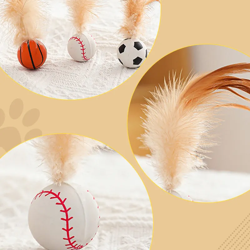 2025 HOT SALE Interactive Cat Bouncy Ball with Feather