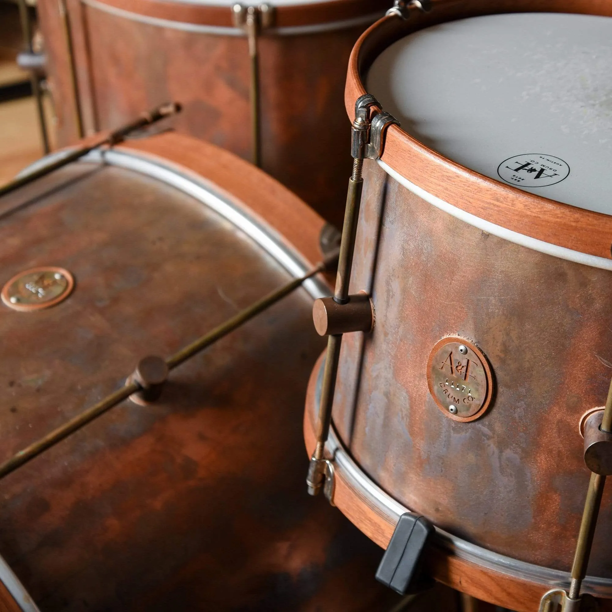 A&F Drum Co. 13/18/24 3pc. Copper Drum Kit w/Copper Hoops