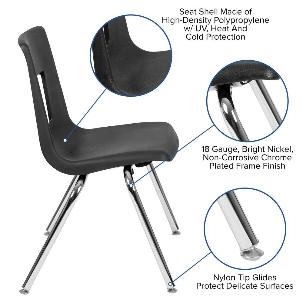 Advantage Black Student Stack School Chair - 18-Inch By Flash Furniture