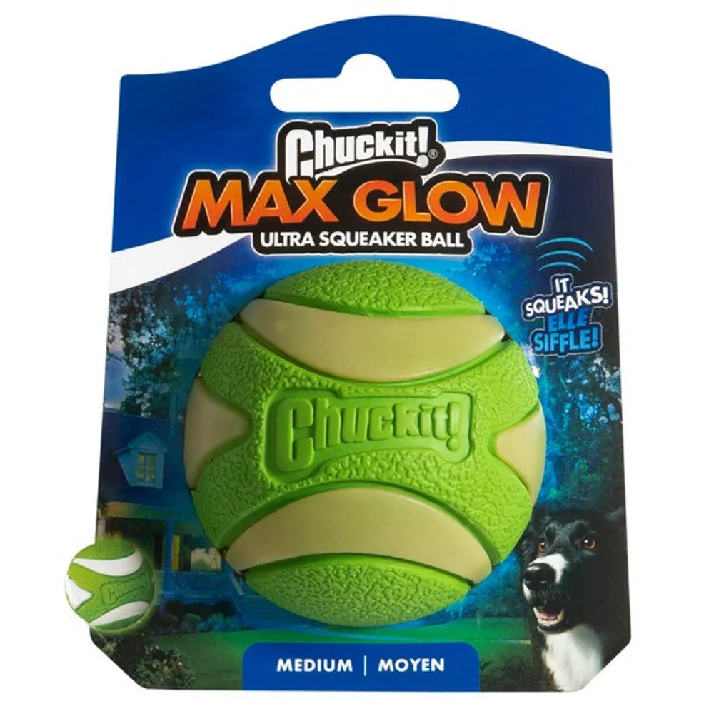 Chuckit! Max Glow Ultra Squeaker Ball 1Pk Medium 6.3cm