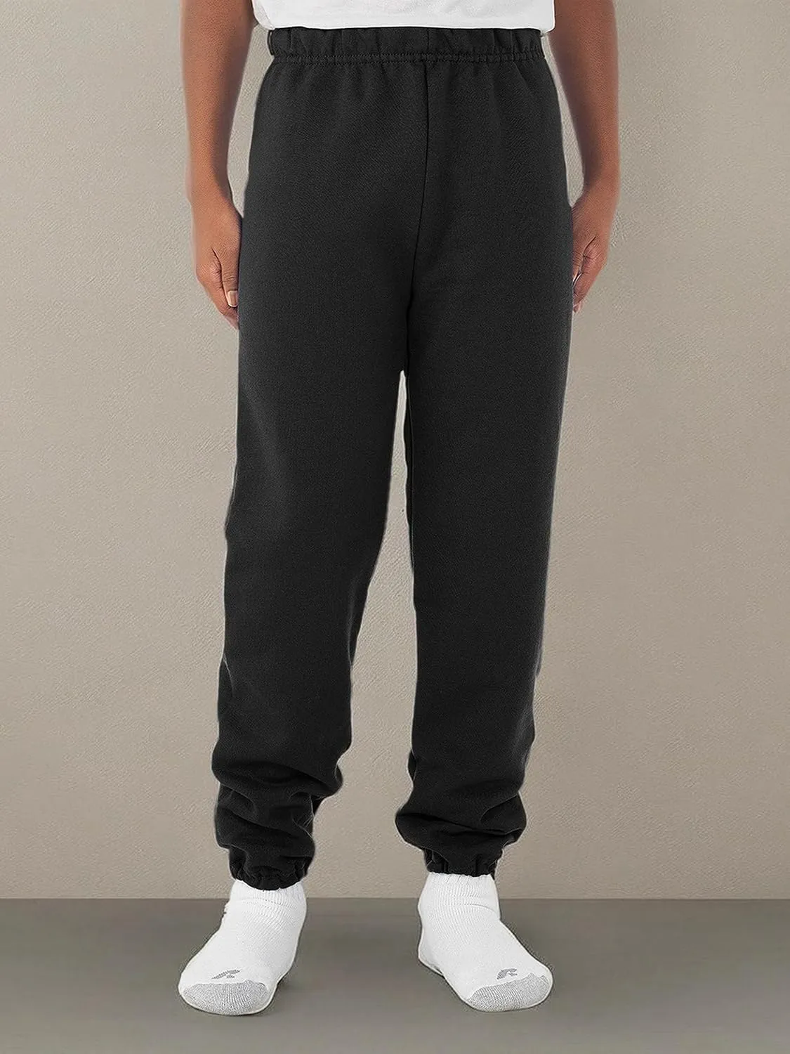 JERZEES Youth Nublend Fleece Sweatpants without Pockets, Covered Elastic Waistband, Cotton Blend, Sizes S-XL