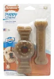 Nylabone Puppy Chew - Twin Pack Wolf Ring/Flexi Combo