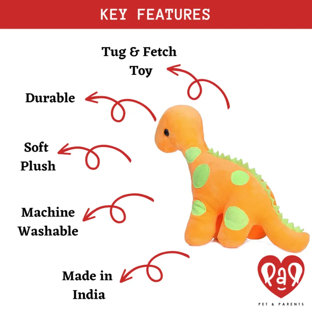 Pet And Parents Duke the Dino Toy for Dogs (Orange)