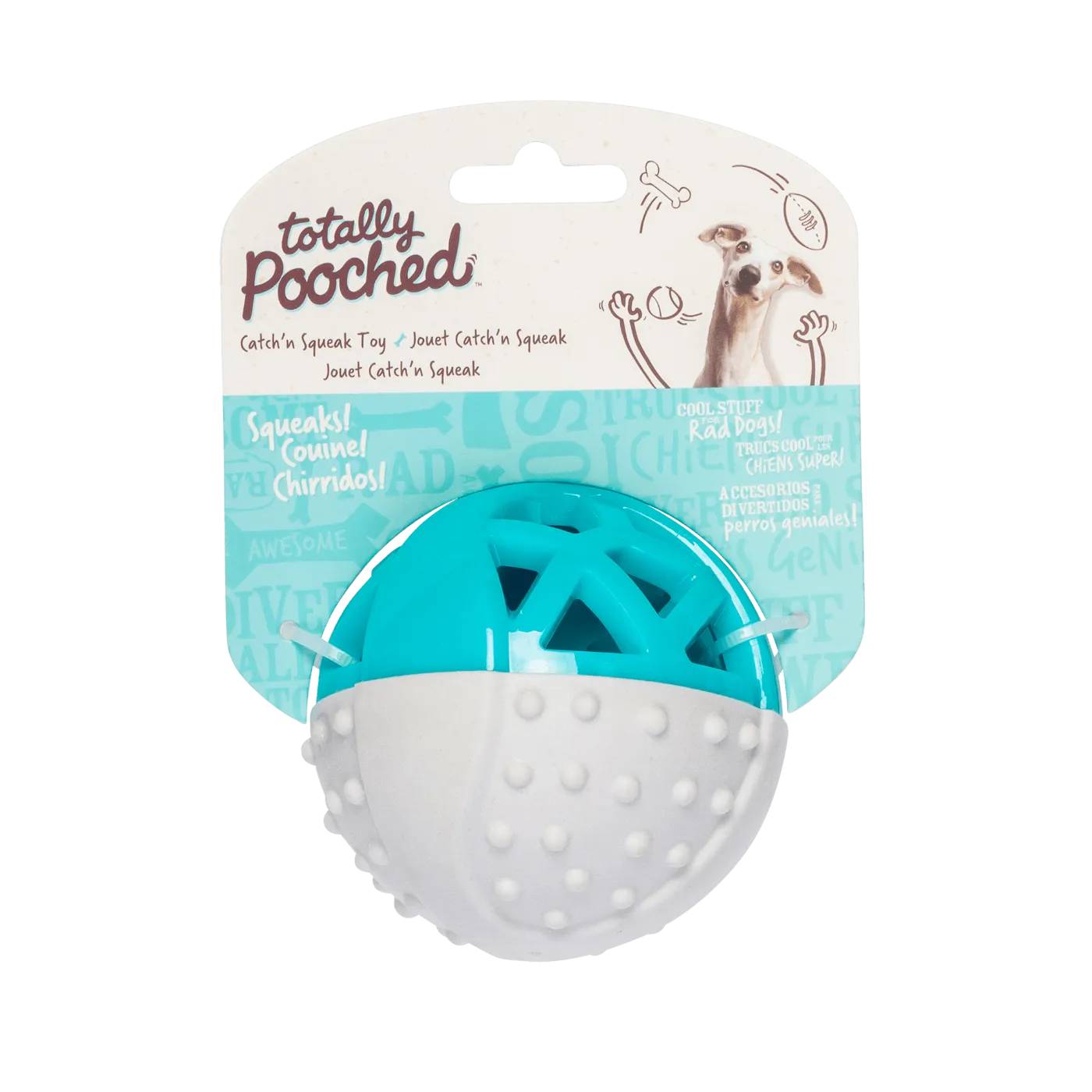 Totally Pooched Catch n' Squeak Dog Ball, Foam Rubber, 3.5"