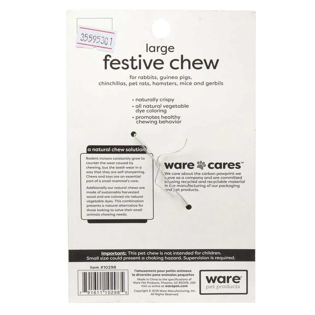 Ware Festive Chew Toy for Small Animals, Large, 2-count